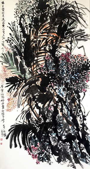 道金平作品《佛在灵山莫远求》规格：97cmx180cm 创作年代：2018年